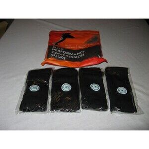 Mens Elite Performance Compression Socks Black Lot Of 4 Pairs Size L/XL NEW